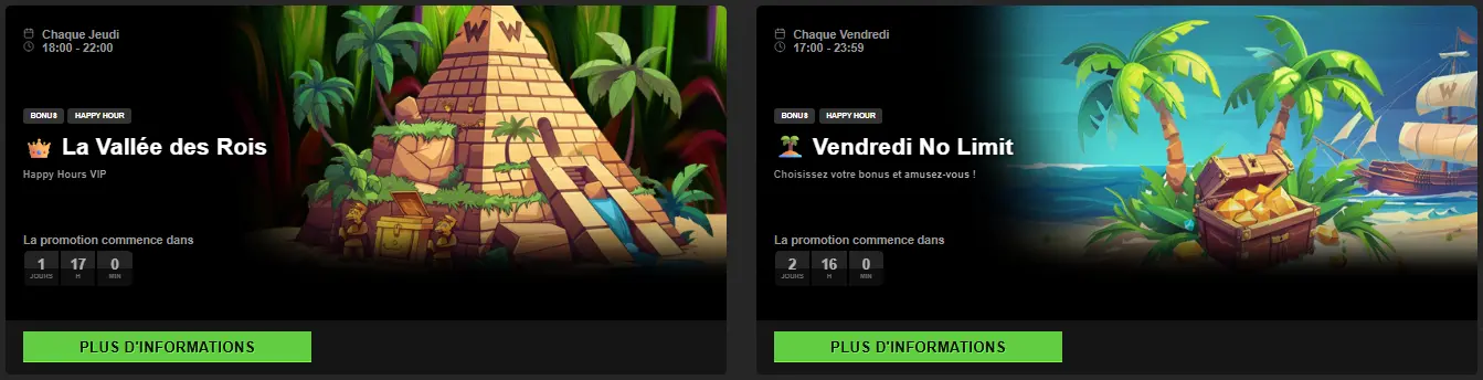 variété de bonus au winoui casino