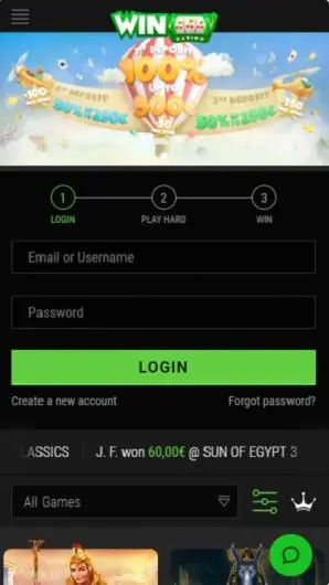 Connexion des membres du casino WinOui